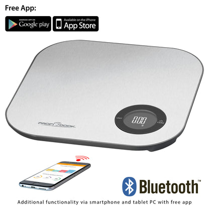Báscula De Cocina Inteligente Bluetooth Con App, Precisión 1g, Hasta 5 Kg, Acero Inoxidable Proficook Kw 11158 Plata_3