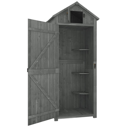 Outsunny Armario De Jardín De Madera Con 3 Estantes 0,3 M² 77x54,2x179cm Gris_0