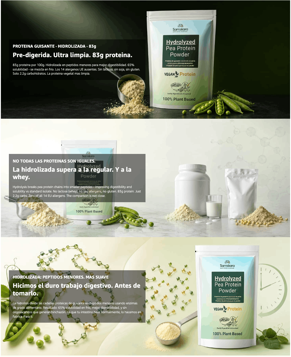 Proteína De Guisante Ultra Hidrolizada - 500g | Proteína Vegetal Vegana Para Batidos Y Repostería_4