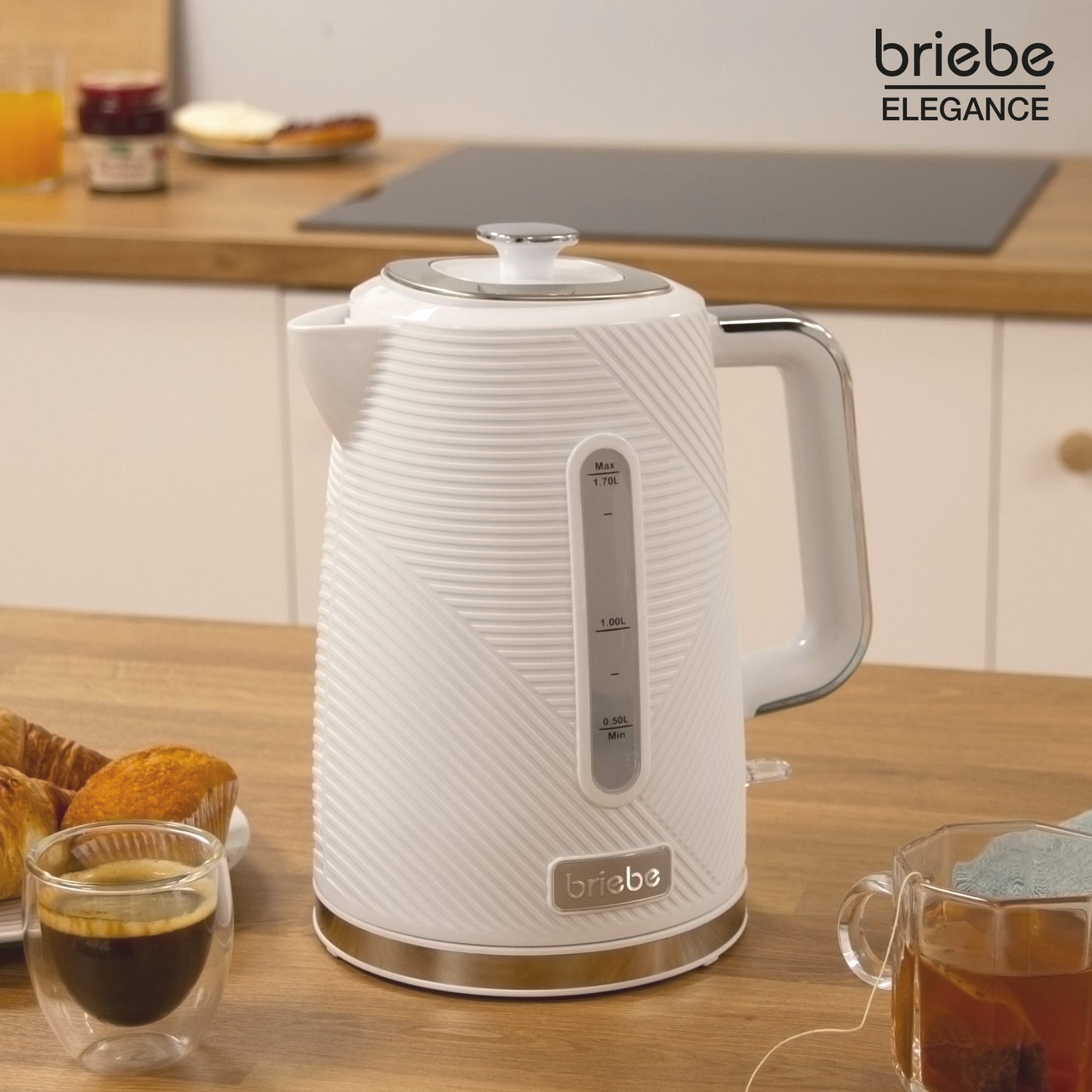 Briebe Elegance Hervidor Agua Eléctrico 1,7l Inalámbrico Ebullición Rápida, Libre De Bpa, Base De 360°, Kt1168wht,blanco_1