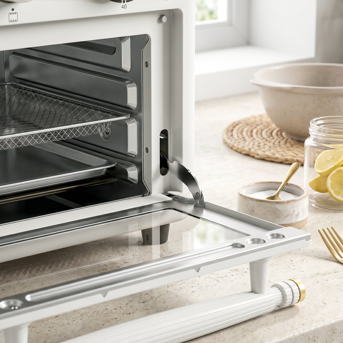 Homcom Horno Freidora De Aire 12 L Con 3 Mandos Convección 360° Bandeja Y Cesta_4