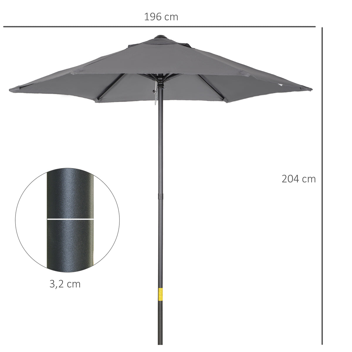 Outsunny Sombrilla De Terraza Exterior Ø2x2 M Con Techo Ventilado Gris Oscuro_2