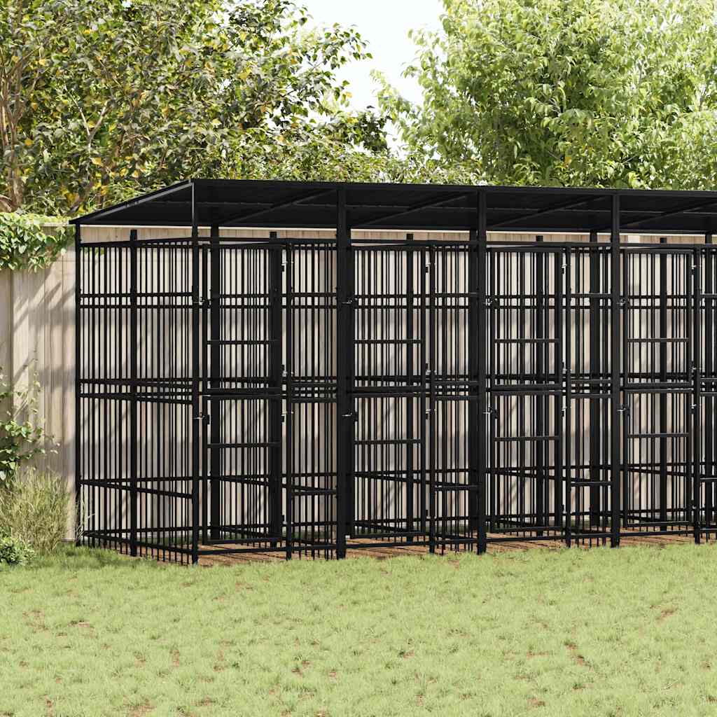 Perrera De Exterior Con Techo De Acero 12,9 M²_1