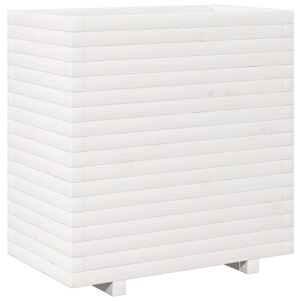 Jardinera Madera Maciza De Pino Blanco 70x40x72,5 Cm_0