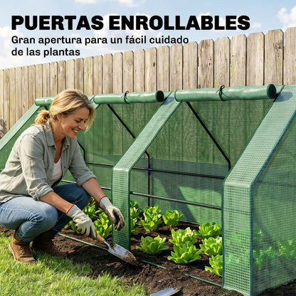 Invernadero De Jardín Con 3 Ventanas Outsunny 270x90x90 Cm Verde_4