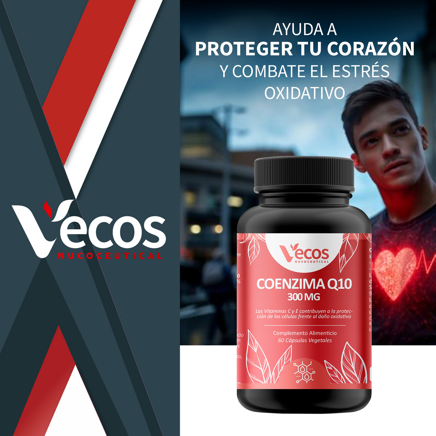Coenzima Q10 300 Mg Vecos | Rendimiento Físico, Corazon Saludable Y Apoyo Energético_1