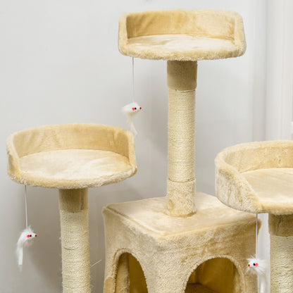 Pawhut Rascador Árbol Para Gatos Grande 60x50x181cm Con Poste Escaleras Cuevas_3