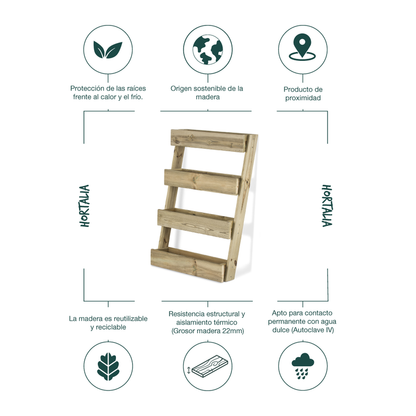 Jardinera Vertical Madera Tratada Exterior Stand Line Floor KD 4B Hortalia_5