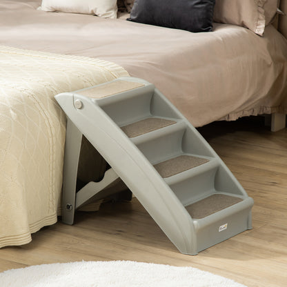 Pawhut Escalera Plegable Para Mascotas 4 Peldaños Con Alfombras Antideslizantes_1