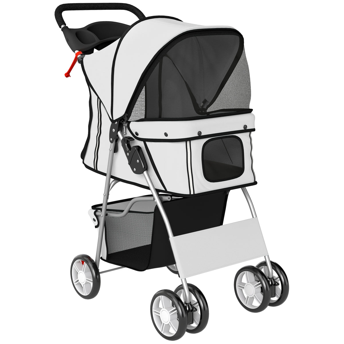 Pawhut Carrito Para Perros Plegable Con Cesta De Almacenaje 77x44x102 Cm Gris_1