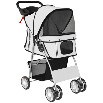 Pawhut Carrito Para Perros Plegable Con Cesta De Almacenaje 77x44x102 Cm Gris_1