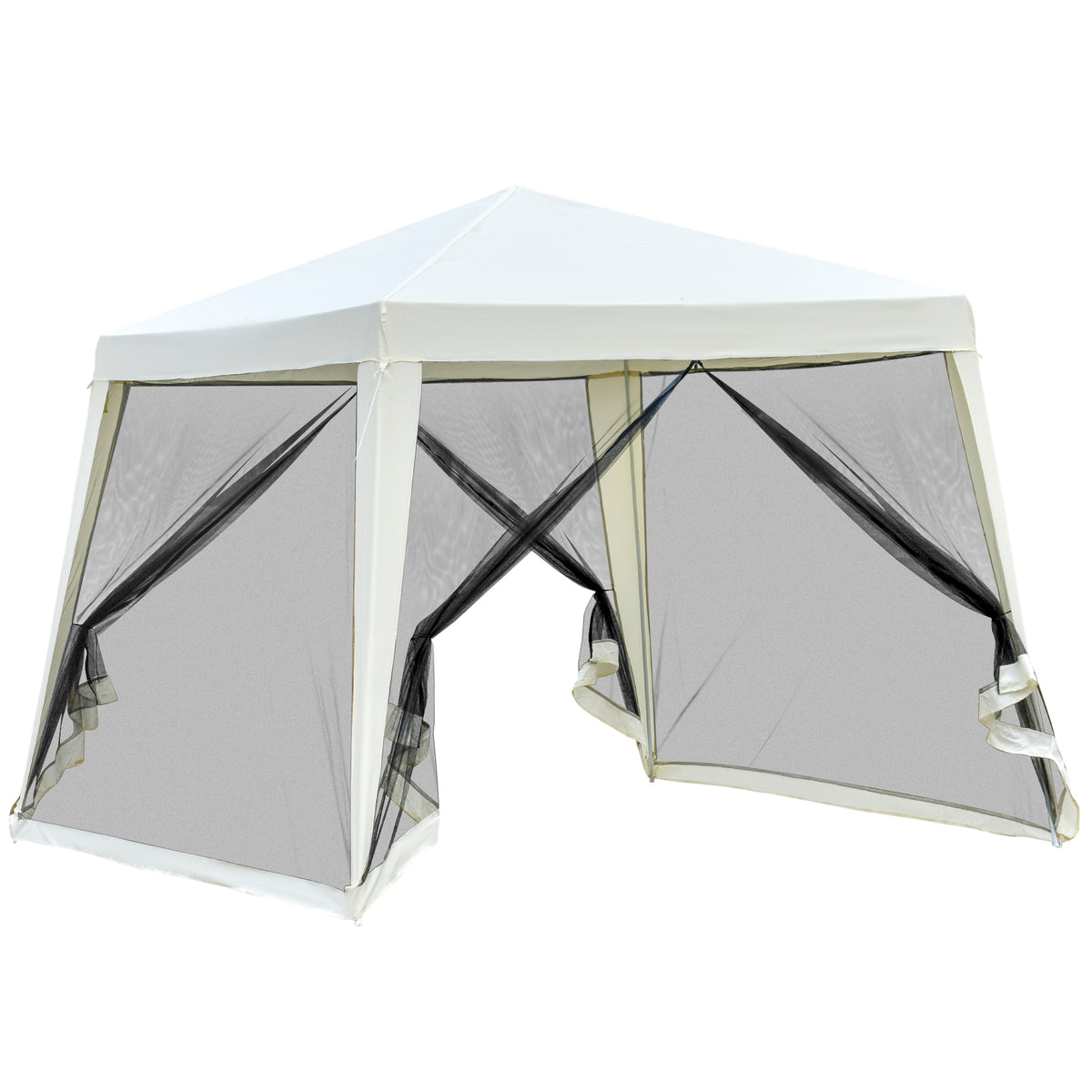 Outsunny Carpa De Jardín 3x3 M Con 4 Paredes Laterales Mosquitera Exterior Crema_0