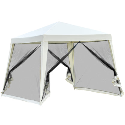 Outsunny Carpa De Jardín 3x3 M Con 4 Paredes Laterales Mosquitera Exterior Crema_0