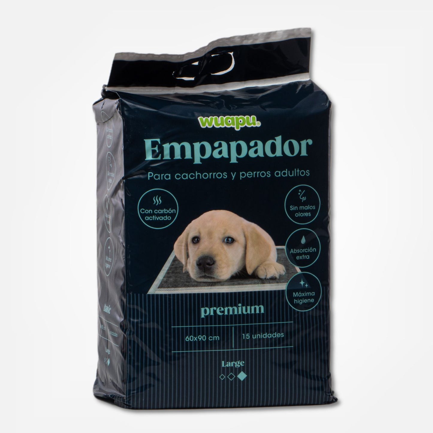 15 Empapadores Con Carbón Activado Para Perro Wuapu, Gran Absorción Sin Olores. Talla L 60x90cm_0