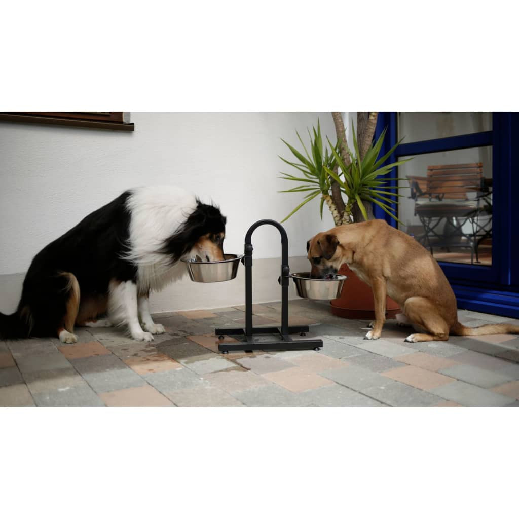 Kerbl Comederos Con Soporte Regulable Deluxe Negro 2x2,8 L 52 Cm_3