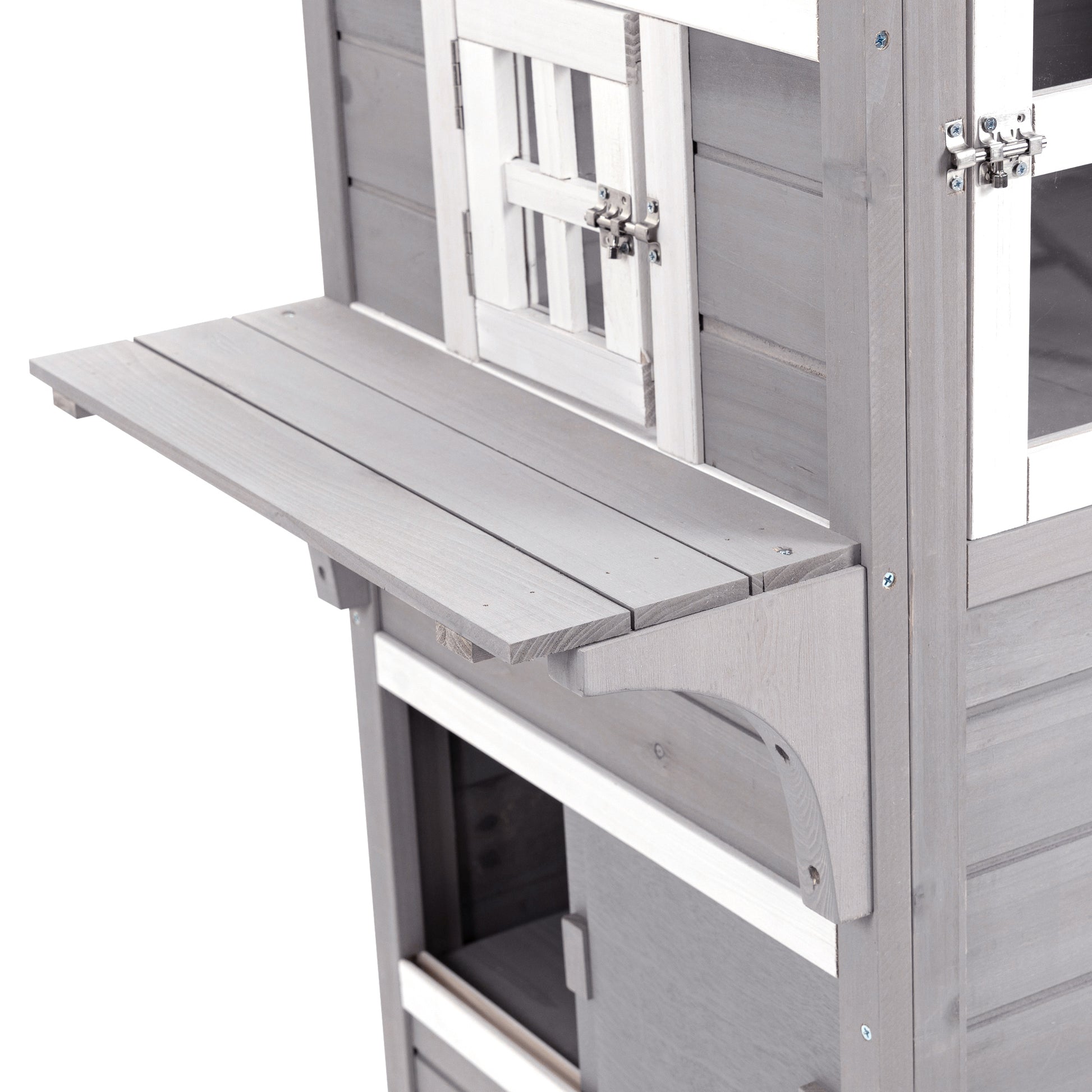 Pawhut Caseta Para Gatos De Madera Exterior De 3 Pisos Con Múltiples Entradas_4