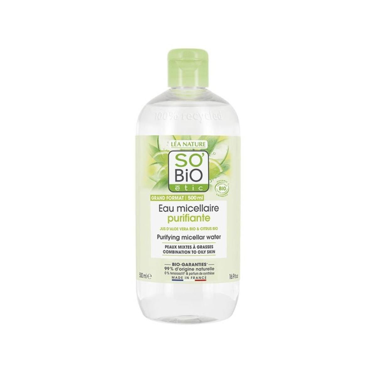 Agua micelar purificante zinc, aloe vera & lima BIO So'Bio étic 500 ml