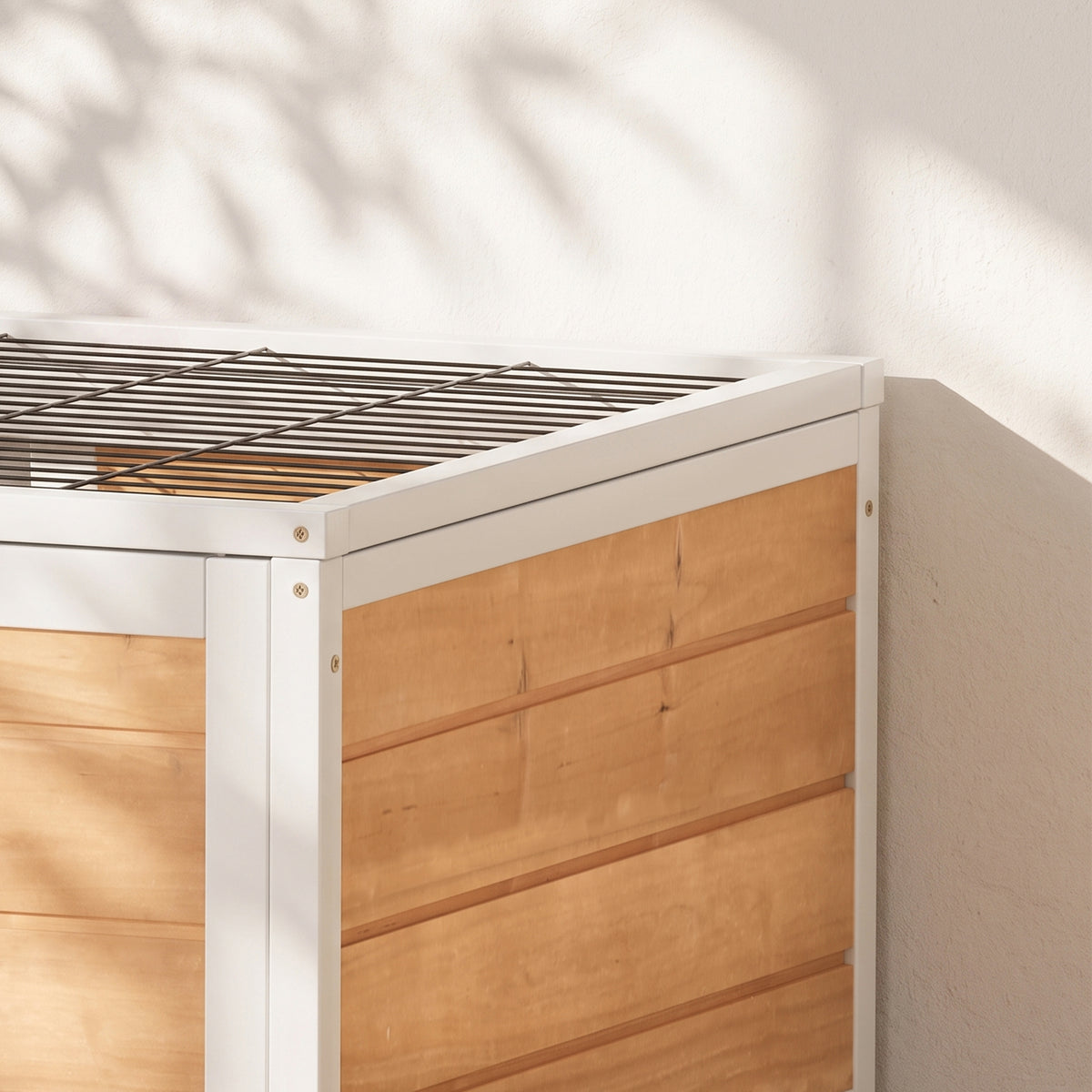 Pawhut Jaula Para Conejos De Madera 90x53x59cm Techo Abrible Rampa Bandeja_4