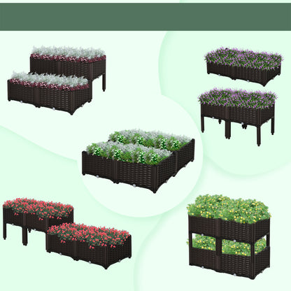 Outsunny 4 Jardineras De Exterior Combinación Libre 40x40x26/44 Cm Marrón_3