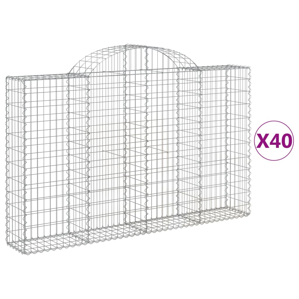 Cestas Gaviones 40 Uds Forma De Arco Hierro 200x30x120/140 Cm_0