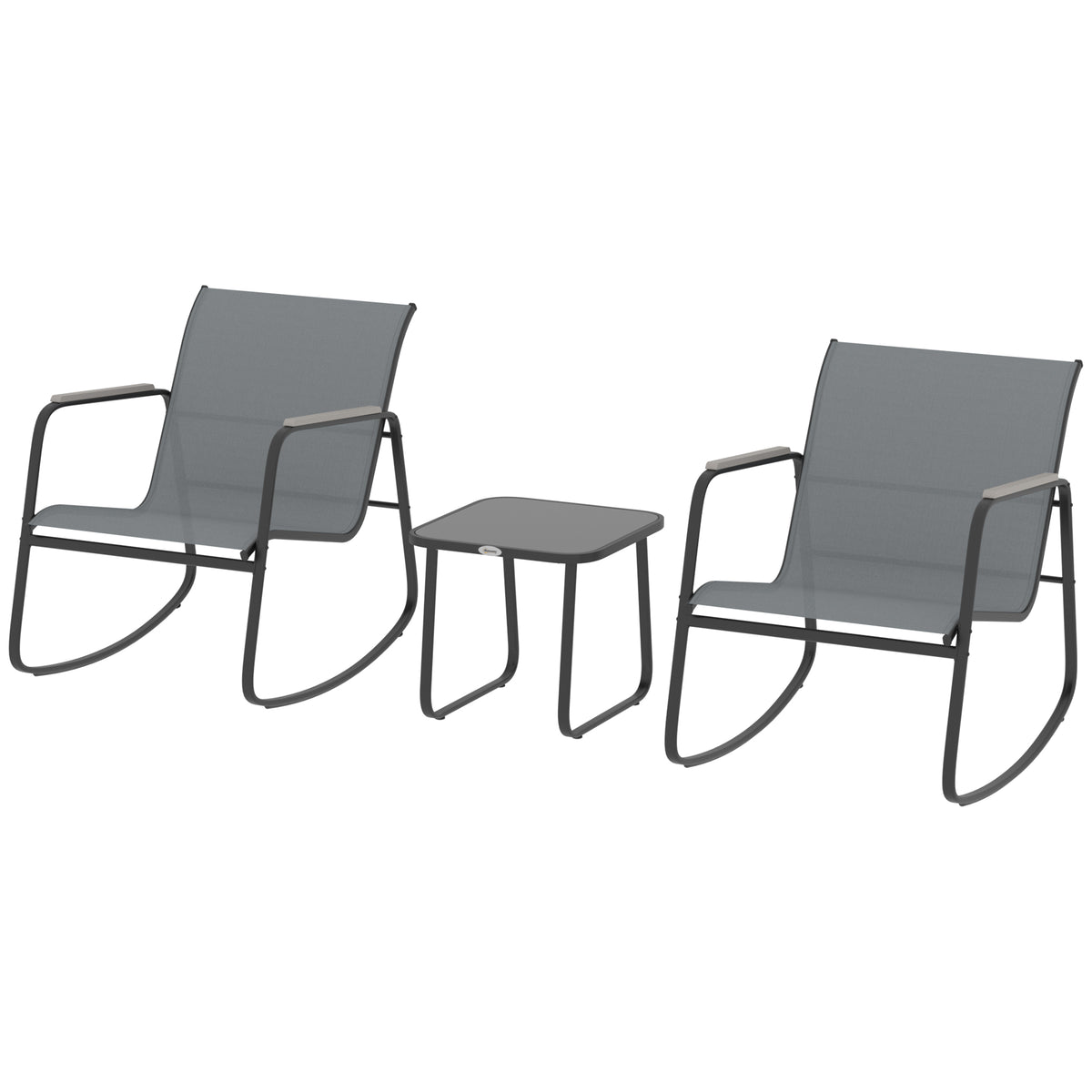 Outsunny Conjunto De Mesa Y Sillas De Terraza Exterior De 3 Piezas Gris_3