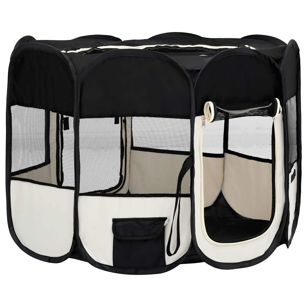 Parque De Perros Plegable Bolsa De Transporte Negro 90x90x58 Cm_2