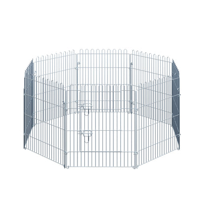 Pawhut Parque Para Perros De 8 Piezas 63x76 Cm Con 1 Puerta Plata_0