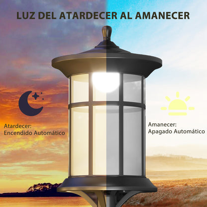 Farolas Solares Exterior Outsunny Acero Inoxidable, Abs Negro 23.5x23.5x184 Cm_4