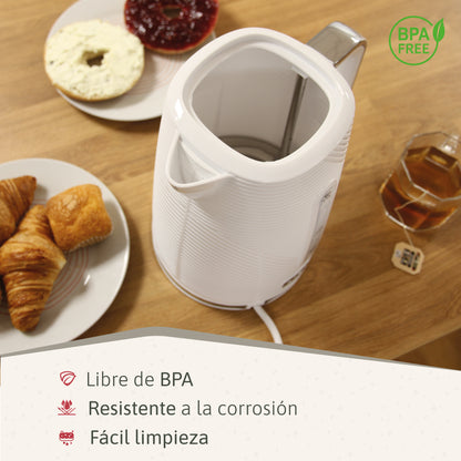 Briebe Elegance Hervidor Agua Eléctrico 1,7l Inalámbrico Ebullición Rápida, Libre De Bpa, Base De 360°, Kt1168wht,blanco_4