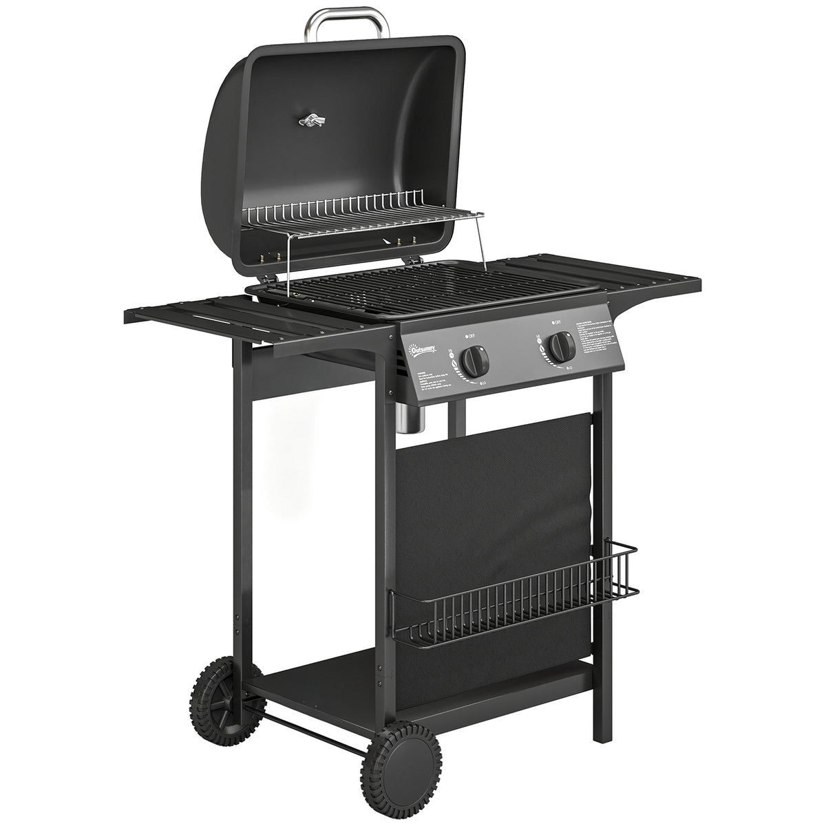 Outsunny Barbacoa De Gas Bbq Gas Con 2 Quemadores 5 Kw Con Termómetro_0
