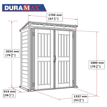 Caseta Jardín Yardmate Pent Plus 5×3 Pvc Gris Claro/oscuro_2