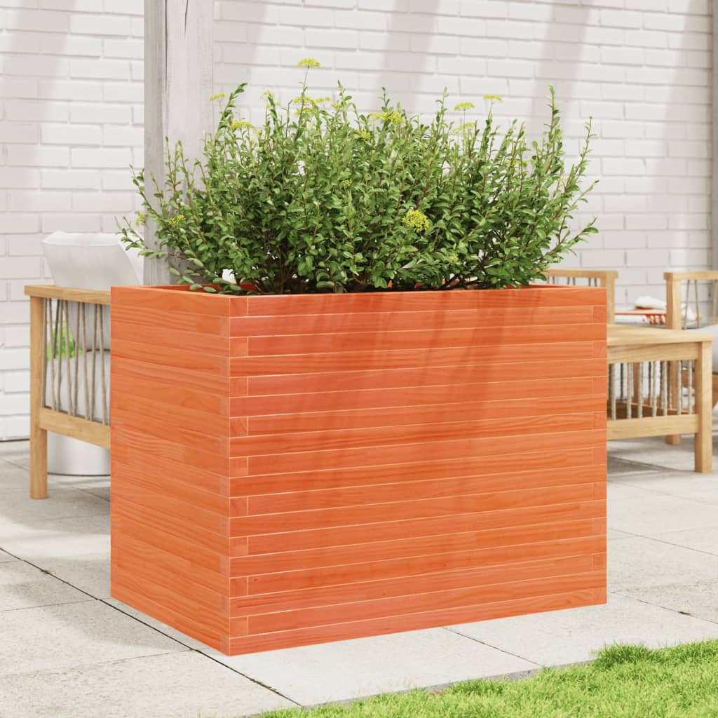 Jardinera Madera Maciza De Pino Marrón Cera 90x60x68,5 Cm_2