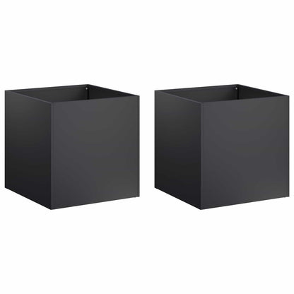 Macetero De Jardín 2 Uds. Negro 25 X 25 X 25 Cm_0