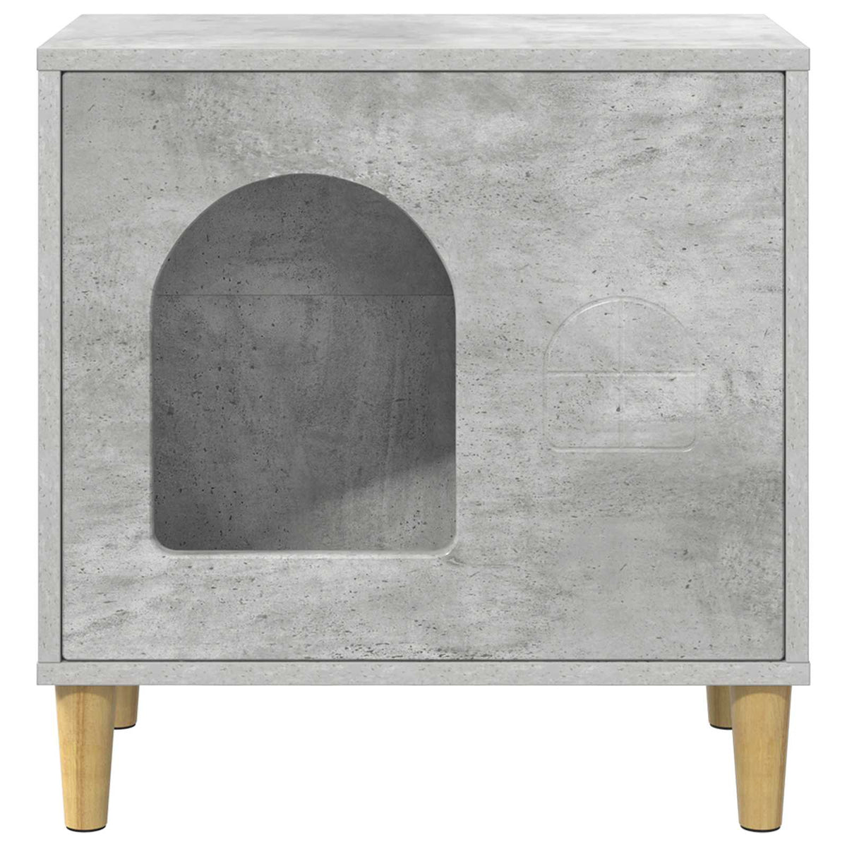 Casa Para Gatos Concreto 51 X 30 X 52 Cm Madera De Ingeniería_4