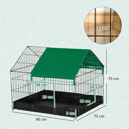Pawhut Jaula Para Animales Pequeños Con 2 Puertas 90x75x75 Cm Negro Y Verde_2