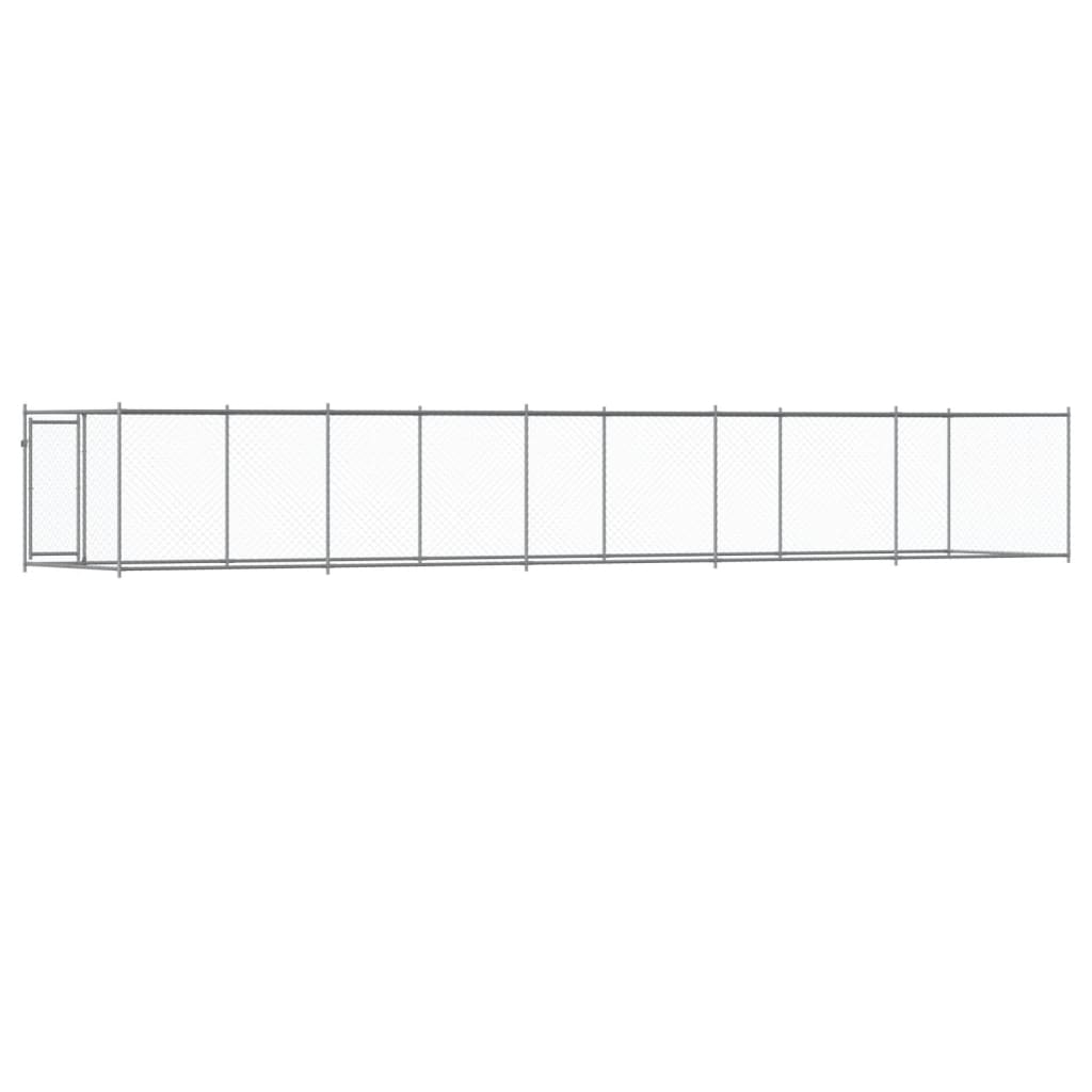 Jaula De Perros Con Puerta Acero Galvanizado Gris 10x2x1,5 M_5