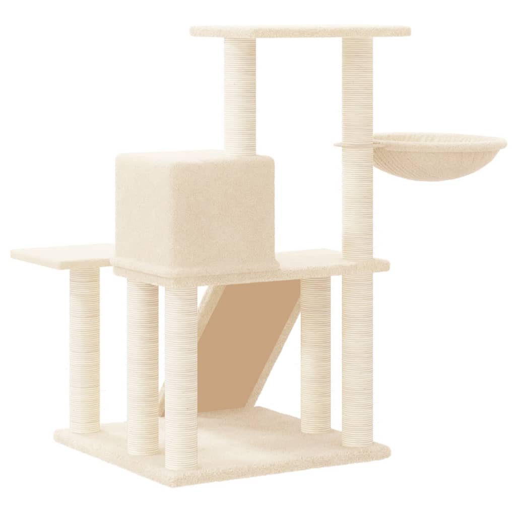 Rascador Para Gatos Con Postes De Sisal Color Crema 82 Cm_4