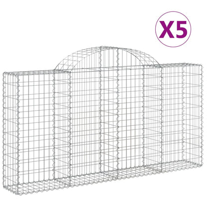 Cestas De Gaviones 5 Uds Forma De Arco Hierro 200x30x100/120 Cm_0