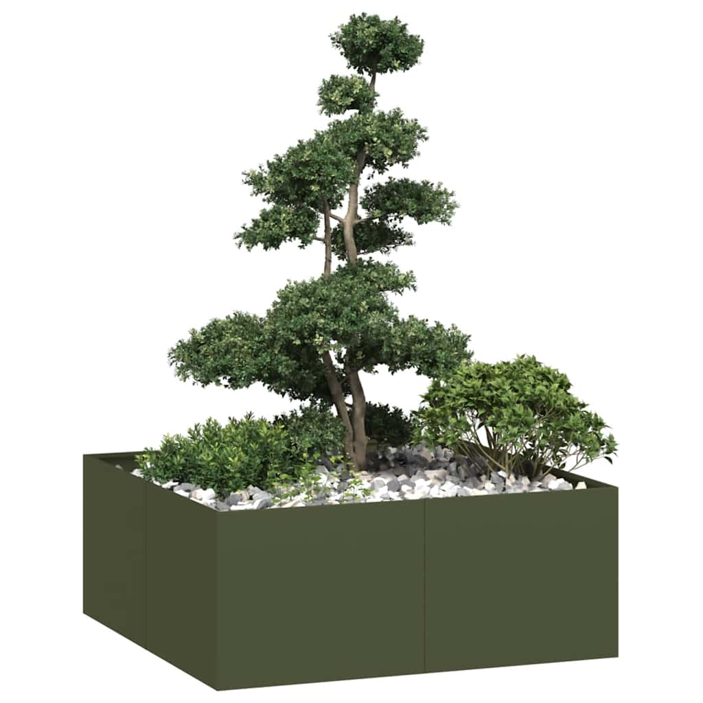 Jardinera Acero Verde Oliva 100x100x40 Cm_1