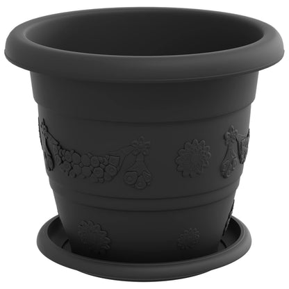 Macetas 6 Pcs Negro Ø 22 X 18 Cm Plástico_4