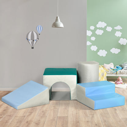 Homcom 4 Bloques De Espuma Para Niños Tapizados En Cuero Sintético 150x50x39 Cm_1