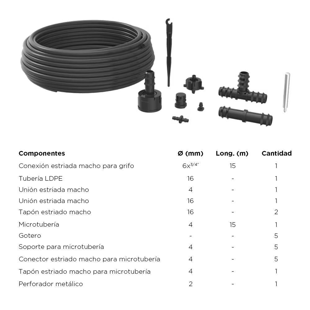 Riego Goteo 16mmx15mt Con Accesorios_2