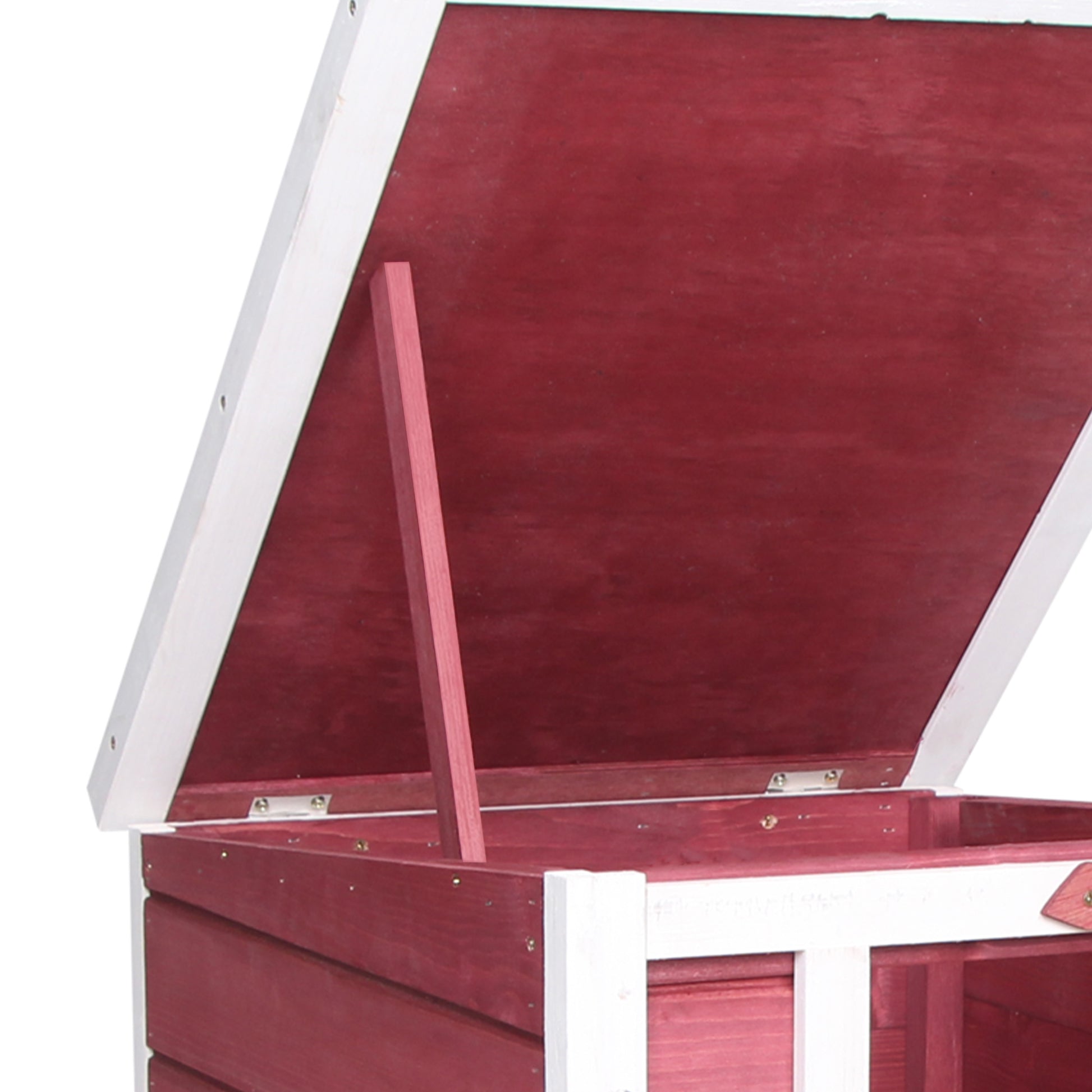 Pawhut Conejera Madera Exterior Con Techo Asfáltico Abatible 42x51x43 Cm Rojo_4
