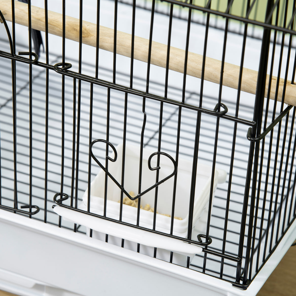 Pawhut Jaula Para Pájaros Con Puertas Comederos Perchas 50,5x41x63 Cm Blanco_4