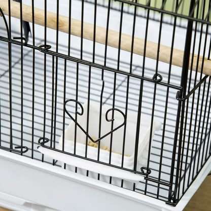 Pawhut Jaula Para Pájaros Con Puertas Comederos Perchas 50,5x41x63 Cm Blanco_4