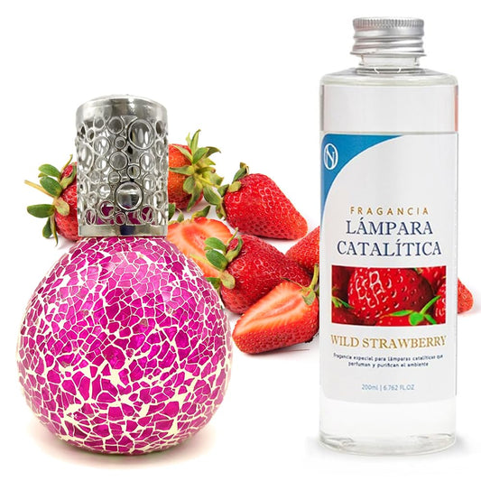 Lámpara Catalítica Mosaico Fucsia + Aroma Wild Strawberry 500ml - Elimina Olores, Perfuma Y Mejora La Calidad Del Aire_0