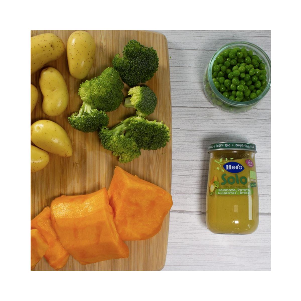 Pack 3x Tarrito de Calabaza, Patata, Guisantes y Brócoli Eco 190 g-Hero Solo