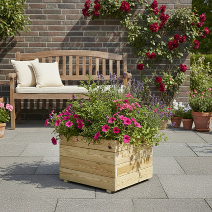 Jardinera Cuadrada De Madera Tratada Para Exterior Pun Hortalia 60x60x40 Cm_1