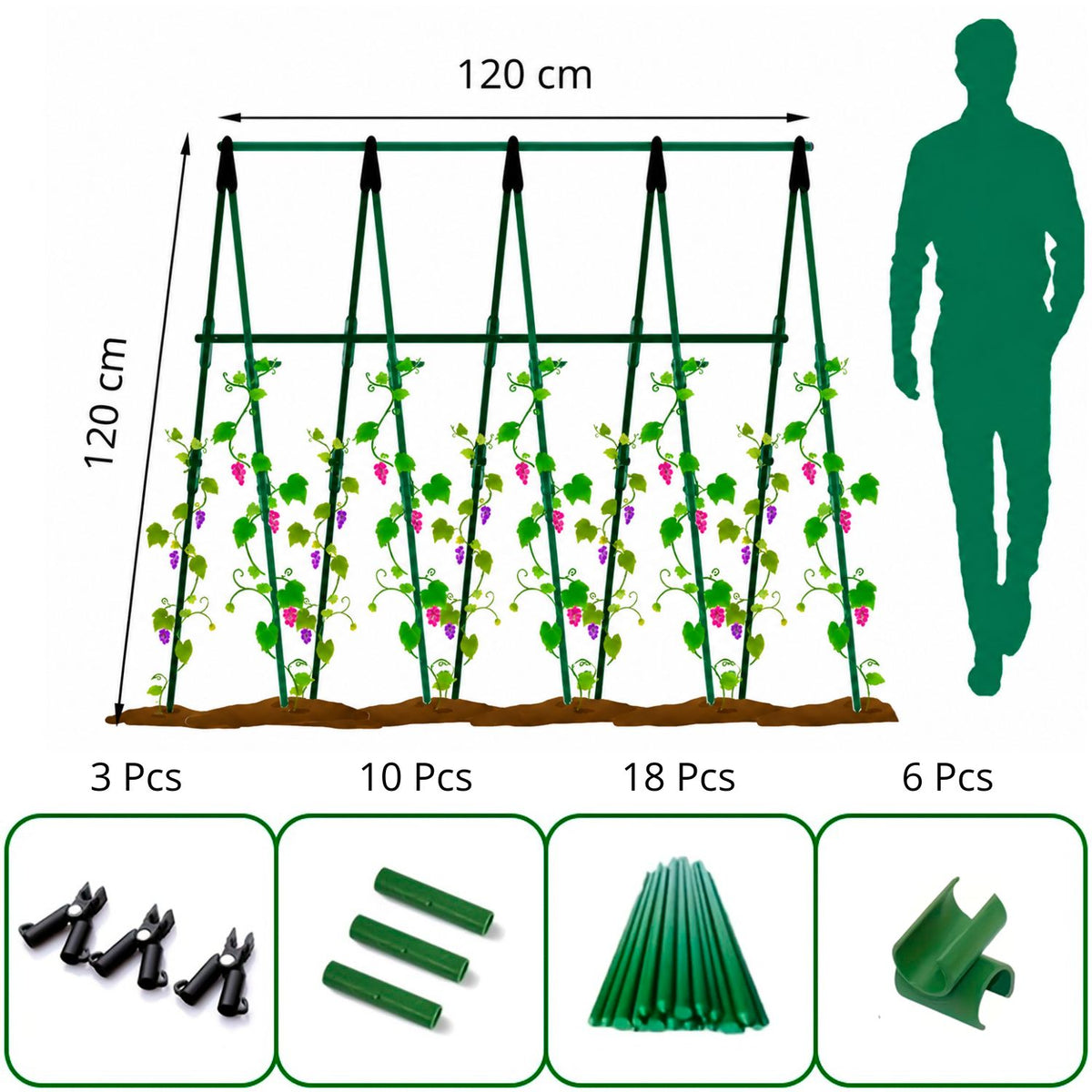 Soporte Enrejado Trepadoras 120x120 Cm Nyana Garden | Estructura En A | Huerto Y Jardín_0