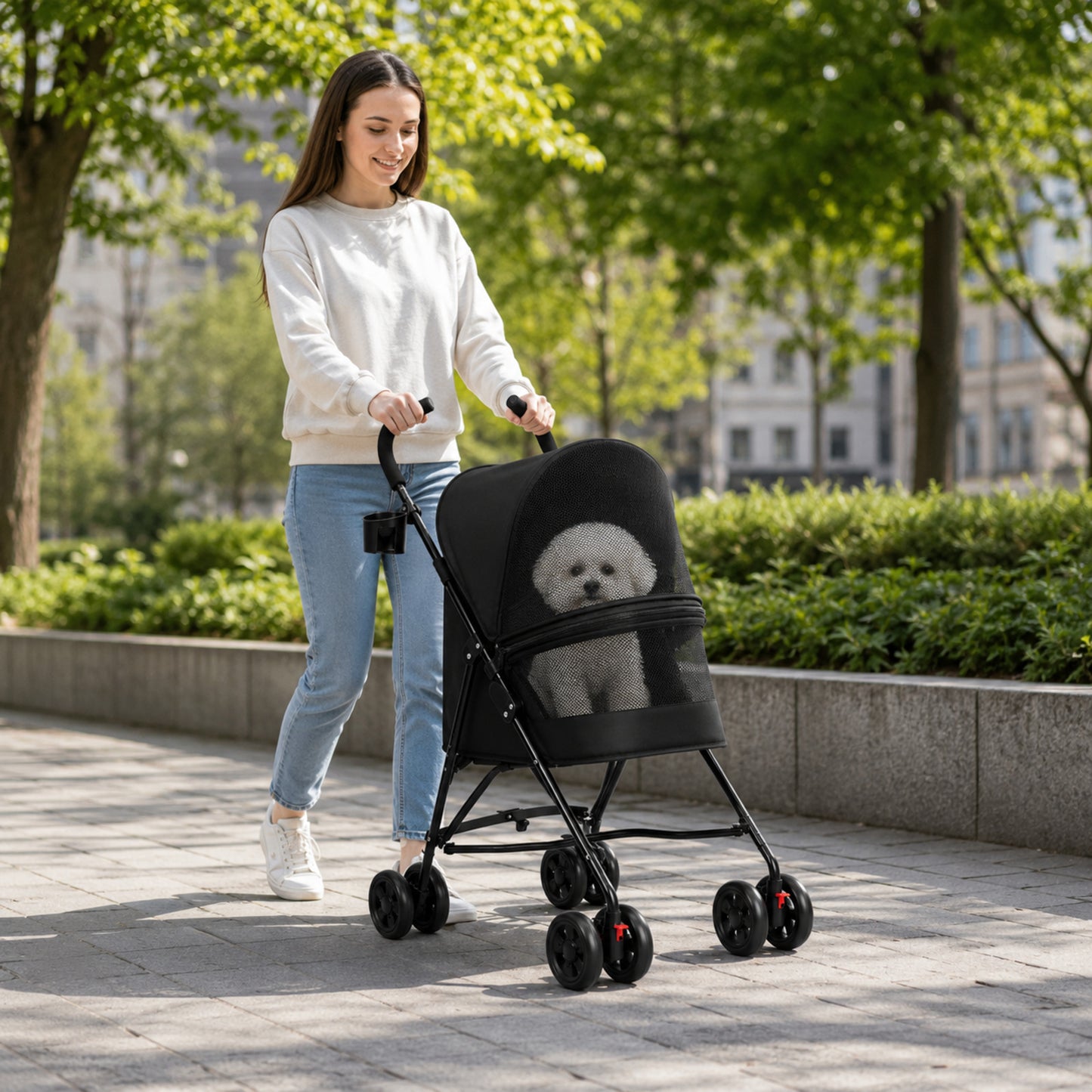 Carrito Plegable Para Mascotas Nyana Pets | Ventanas De Malla | Carro Para Perro O Gato | Transportin Para Hasta 10 Kg_5